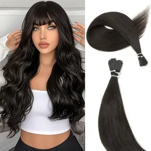 I Tip Hair Extensions Human Hair 16 Inch #1B Nature Black 50strands Human Hair Comfortable Wear I Tip Human Hair Extensions Long Straight Hair Invisible Silky Straight