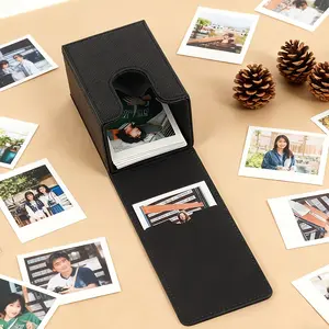1 piece of 3-inch photo paper storage box for Instax Mini, high-quality leather texture, large-capacity flip-top magnetic photo organizer, photo album frame, game card holder