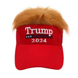 Trump 2024 Adjustable Visor With Hair - Classic Sunscreen Cap for Men & Women
