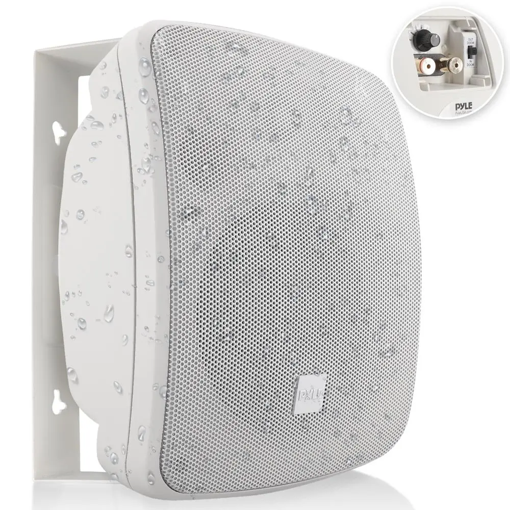 White 2-Way Stereo Outdoor Waterproof Speaker - Deep Bass, Adjustable Plastic Plug, Custom Functionality, Audios, Pool Use, Surround Sound, Wall Mount Compatible Outdoor Speakers