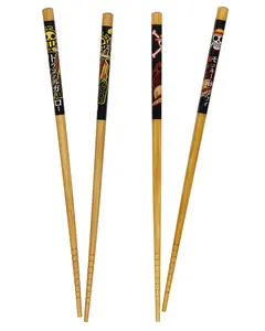 One Piece Chopsticks Straw Hat Pirates Designs 8.85" Reusable Bamboo Set, 2 Pack