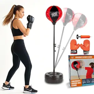 Kids Standing Punching Ball Set – Adjustable Height Freestanding Boxing Training Toy with Spring-Loaded Punch Ball, Gloves & Hand Pump | Fitness Exercise & Stress Relief Indoor Sports Toy for Boys & Girls Ages 4+ | Easy Storage | Birthday & Christmas Gift
