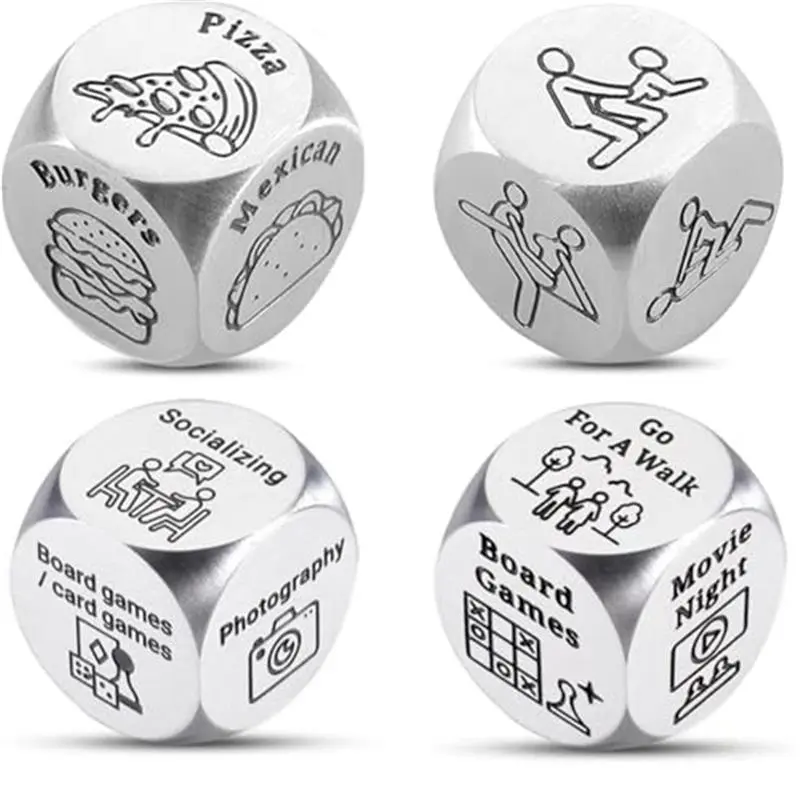 4Pcs Valentines Day Gifts Date Night Decision Dice Date Night Gift for Boyfriend Girlfriend Food Dice for Him Her Anniversary Day Gifts for Wife Husband Wedding Birthday Bachelorette for Bride