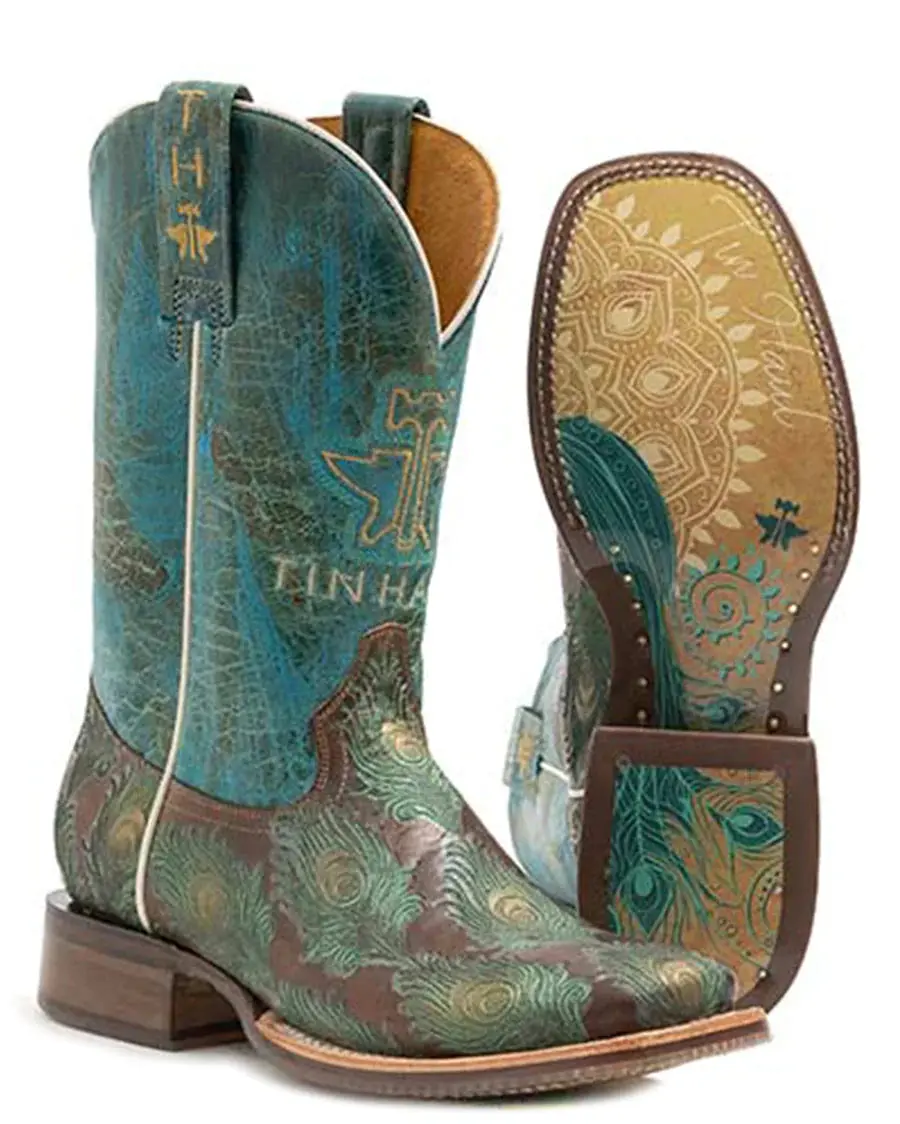 Sale Women's Tin Haul Feather Plume Cowboy Boots