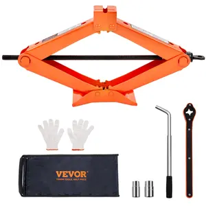 VEVOR Scissor Jack,  2.5 Ton/5512 lbs Scissor Car Jack, 3.7"-17.1" Lifting Range Scissor Lift Jack with Ratcheting Handle and L-Wrench, Portable Tire Jack for Cars Trucks Sedans MPVs