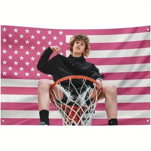 Nelson Star Neumann Pink American Fun Cameron Flag Poster for College Dorm Decoration Room Decoration Gift 4X6 Feet (Hook Color Random)