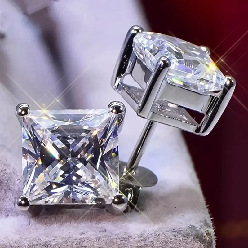 Moissanite Princess Cut  Earrings