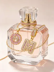 2-Piece Initial Pendant Necklace Set, 14k Letter Necklaces, Adjustable 17-19 Inches, Creative Jewelry for Women