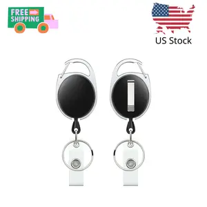 2 Pack Retractable Badge Reel for Badge Holder Heavy Duty Retractable Keychain Strong ABS Casing
