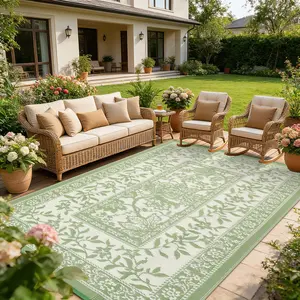 Outdoor Area Rug Reverisble, Waterproof, Easy Clean, UV Resistant Patio Rug, Washable Outdoor Rugs for Garden, Beach, Porch, Backyard