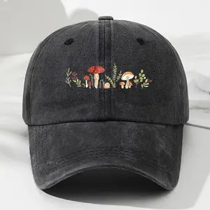 Adjustable Baseball Cap with Whimsical Mushroom & Leaf Design - Lightweight, Foldable Snapback for Outdoor Travel, Camping, Parties & Hip-Hop Style - Hand Washable, Unisex Men'S & Women'S Hat, Camping Accessories