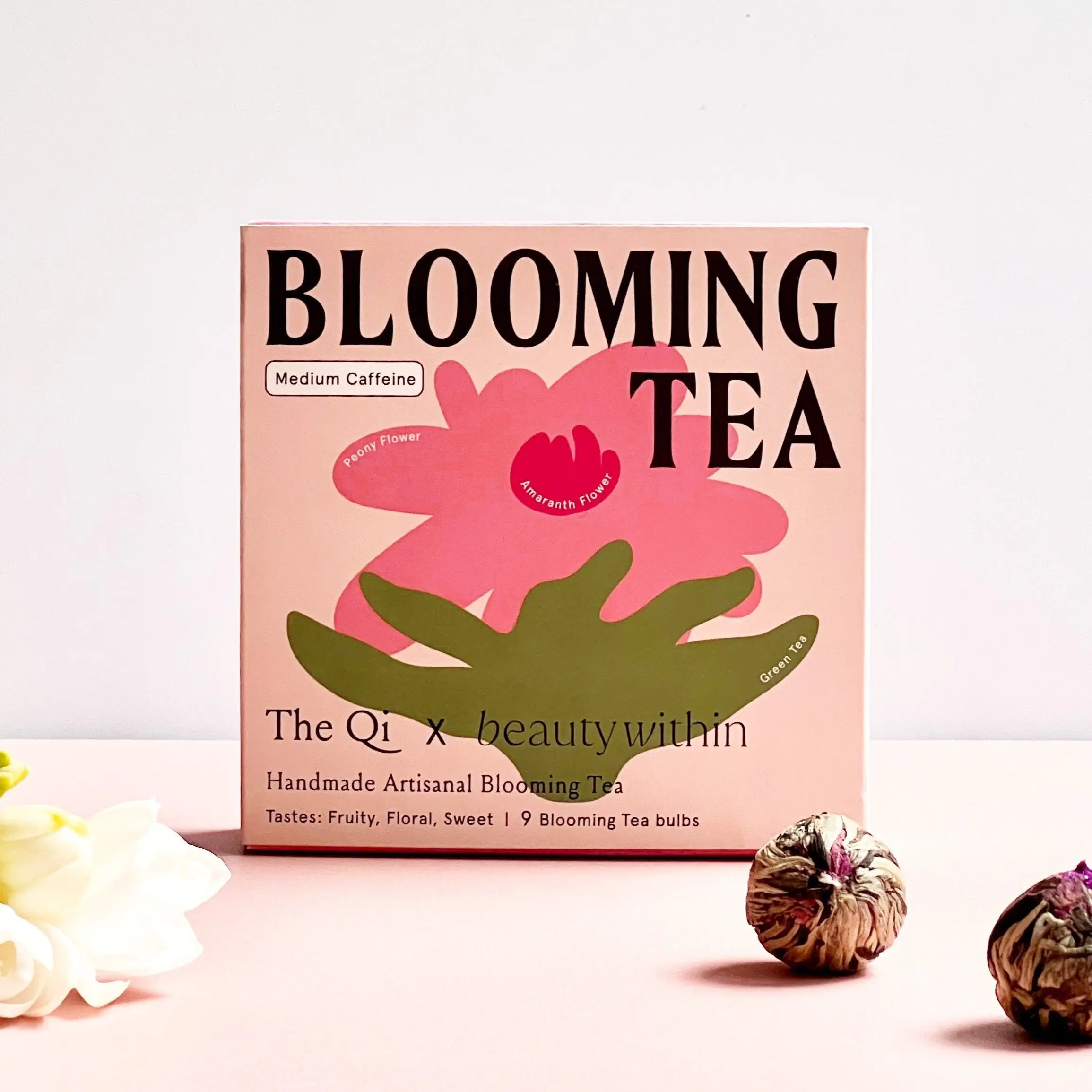 Calm Glow Peony Green Tea Blooming Tea – Gentle Caffeine for Focus & Radiant Skin, Hand-Tied Flower Tea Ritual for Relaxation, Afternoon Energy Without Jitters