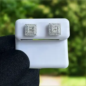 MoissX Unisex 925 Sterling Silver Square Cut Moissanite Earrings Jewelry for Women Men