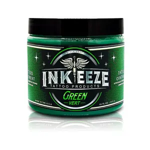 INKEEZE GREEN 16oz Tattoo Glide For New & Older Tattoos - Safe While Healing - Moisturizes and Rejuvenates Tattoo Aftercare Cosmetics