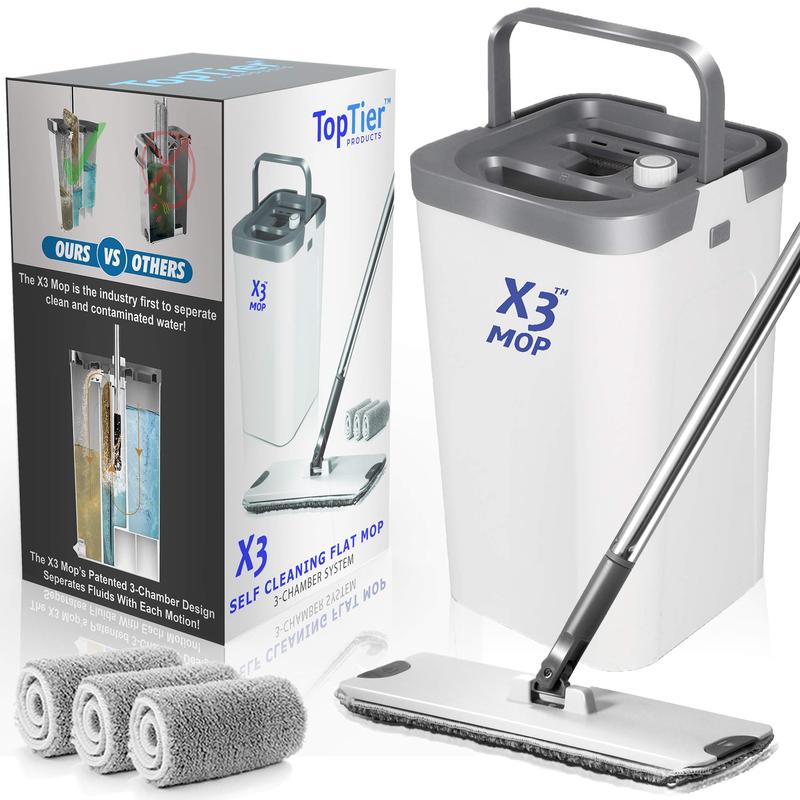 Self Cleaning floor mop bucket spin wood tile Microfiber baseboard hardwood laminate wet house kitchen vinyl commercial x3 dry sweeper best system kit easy automatic reusable wring quick chamber squeegee washable free hands free bathroom system supplies