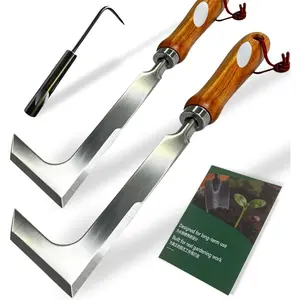 2 Pack Crack Weeder Tool with Stainless Steel Root Hook, Heavy Duty Crevice Weeding Tool for Sidewalk Cracks, Driveway, Patio & Pavers, Manual Weed Remover for Grass, Moss & Weeds