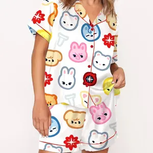 Kpop Silky Satin Pajama Set For Women