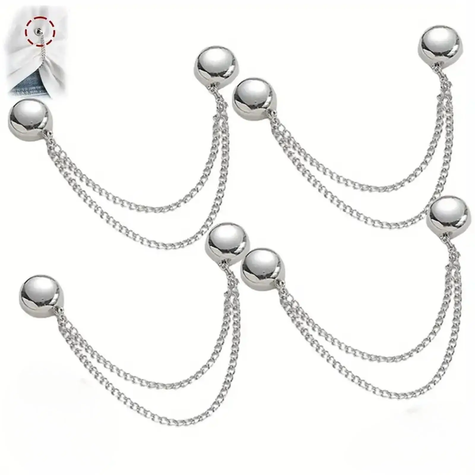 Magnetic Clothes Pin, 4 Counts/set Magnetic Clothes Pin, Multifunctional Shoulder Clip, Decorative Magnetic Collar Pin for Women's Clothing