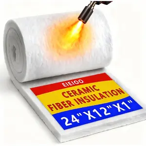 Ceramic Fiber Insulation, 2300F Ceramic Fiber Blanket, 24" x12"x1" Thick Fireproof Insulation Blanket for Wood Stove Baffle, Fireplace, Forges, Pizza Ovens, Chimney, Boiler