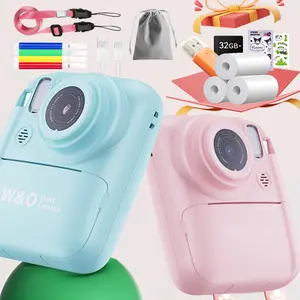 Instant Print Digital Camera Printer - Compact Outdoor Mini Camera with Flash, 1080P FHD, Cartoon Photo Printer and Print Paper