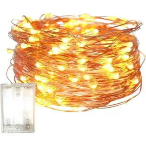 Fairy Christmas LED String Light Battery Operated, 10M / 100LED Warm White Waterproof 3XAA Battery Case, Indoor Outdoor Lights for Xmas Tree Wedding, Halloween, Party, Garden Decoration