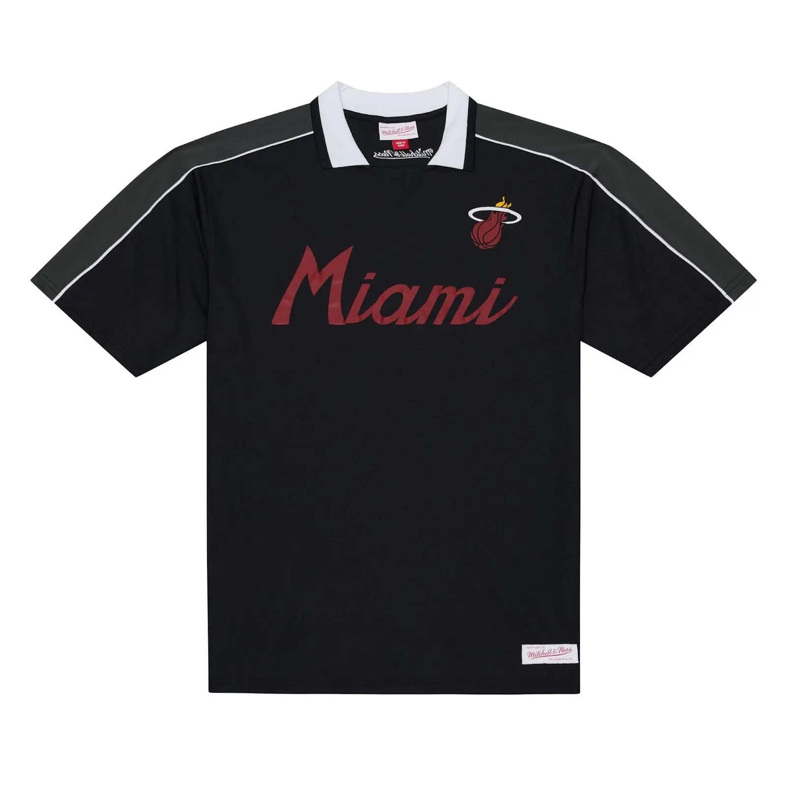 Miami Heat Black Polo Jersey NBA Throwback Basketball Hardwood Classics Fan Gear Mitchell & Ness