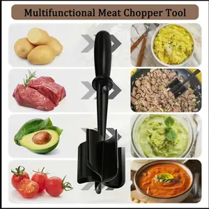 1pc, Non-Stick Meat Chopper - Heat Resistant Hamburger Masher for Ground Beef, Potato, and More - Easy Mixing and Chop - Nylon Utensil for Kitchen and Home Use
