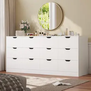 HAUOMS 12 Drawer Dresser for Bedroom, Large White Chest of Drawers for Bedroom,Long Modern Dressers with Drawers for Living Room, Hallway