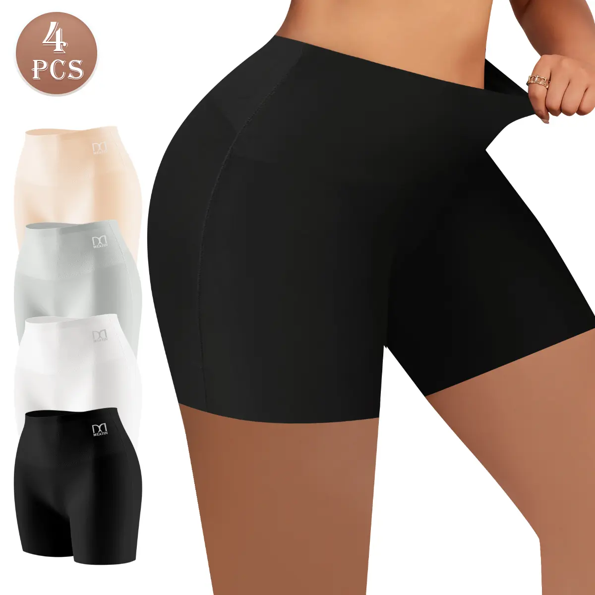 4-Piece High-Waisted Tummy Control Seamless Women's Shaping Panties, Breathable, Soft and Smooth Fabric, Butt Lifting Shapewear, Solid Color, Close-Fitting Shaping Panties, Everyday Comfort, Sizes 0XL-5XL