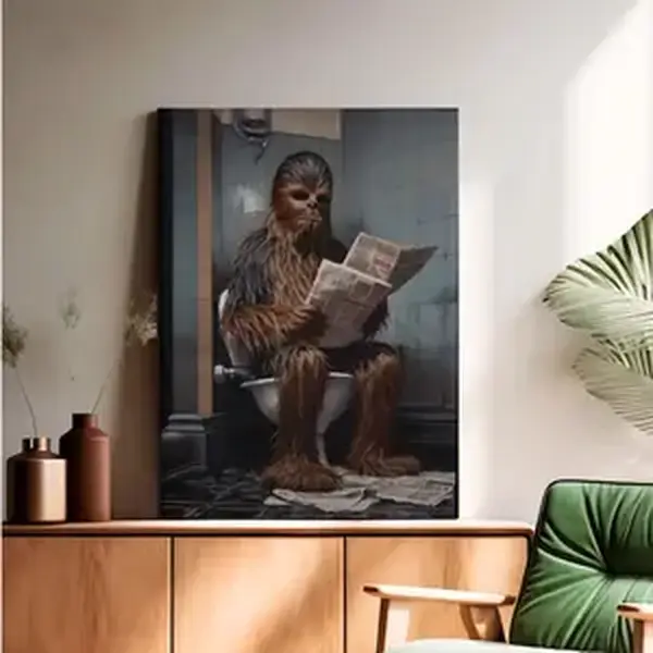 Funny Chewbacca Toilet Poster Unframed – Star Bathroom Wall Art Print