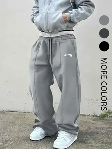 Trendy Loose-Fit Streetwear Pants, Casual Athletic Sweatpants, Deep Versatile Design, Drawstring Waist Adjustable, Comfortable Unrestricted Fit