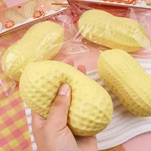 Cute Peanut Squeeze Toy - Slow Rising Squishy Fidget Toy, Novelty Food Shaped Stress Reliever for Anxiety Relief BeyBattle Set with Launchers