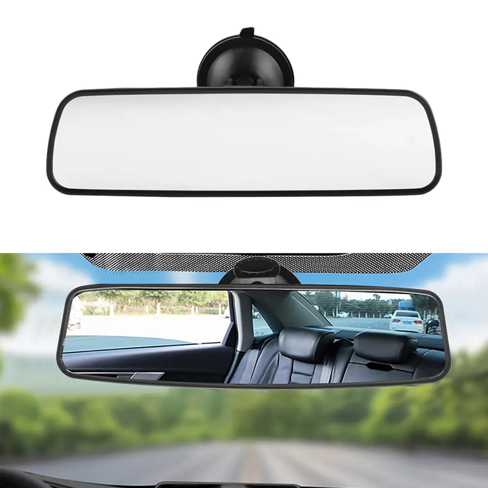 1-Piece HD Glass Car Rearview Mirror Auto Replacement Part, Easy-Install Suction Cup & Clip, Glare Reduction, Eye-Friendly Design, One-Piece