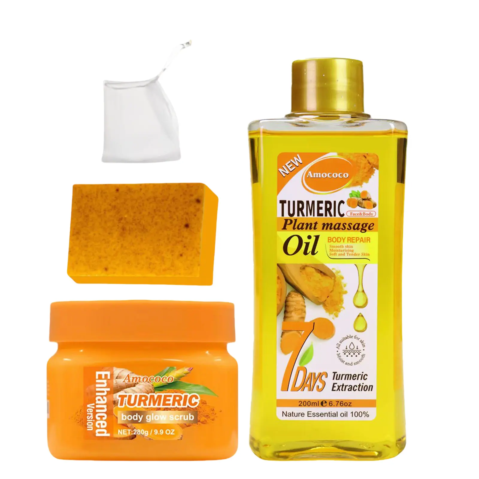 Turmeric Scrub + Turmeric Oil 200ml + Soap
