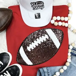 Sequin Football Patch Crewneck Sweatshirt
