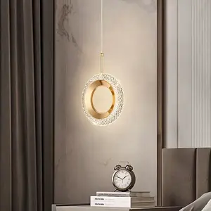 Modern Pendant Light, Single Ring Circular Design, Acrylic Shade, LED Three-Color Switchable, Ideal for Kitchen Island, Dining Room, Bedroom, Indoor Lighting