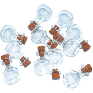 SHAOTONG 2ml Small Mini Glass Bottles Jars with Cork Stoppers.Wishing bottle drifting bottle wedding party DIY Etc. (D-20Pcs)