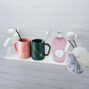 Adhesive Wall Mount Shelf, Cute Plastic Storage Rack for Bathroom Kitchen Makeup Room Decor, Space Saving Simple Design