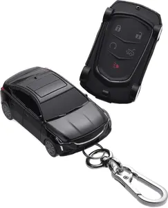 for Cadillac ATS CTS CT6 STS SRX XT5 Escalade Key Fob Cover, Compatible with 3/4/5 Buttons Smart Remote Key - Black