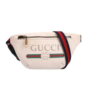 Pre-owned GUCCI Calfskin Belt Bags Logo Print White 58085547 hz