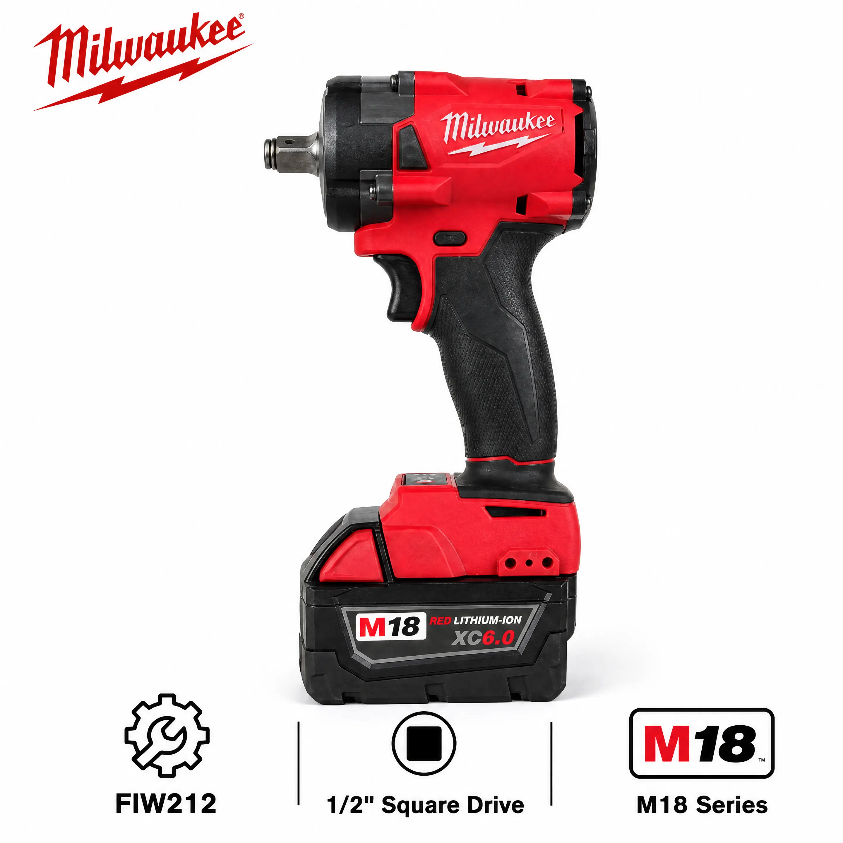 Milwaukee M18 FIW212 1/2 Inch Cordless Compact Impact Wrench Kit for ToolTok Garage Restoration, Handheld Fastening Tool Features a Friction Ring Anvil Designed for Satisfying Bolt Assembly Work # Milwaukeetruck maintenance