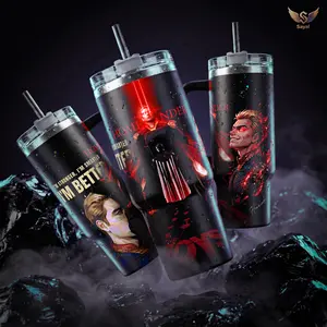 The Boys Homelander I'm Stronger I'm Smarter I'm Better 40 oz Vacuum Insulated Tumbler with Handle & Straw Graphic Keeps Drinks Hot/Cold 12H+ 18/8 Stainless Steel Travel Mug TV Show Fans Superhero Lovers Dark Aesthetic Merch Gift