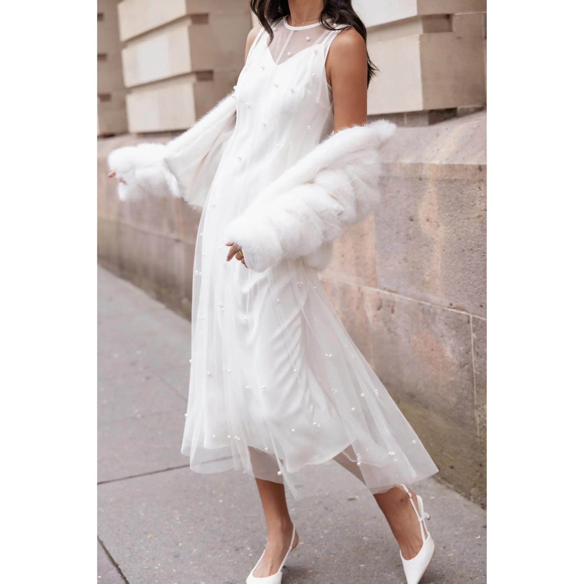 Yulia Pearl Midi Dress - Ecru - TikTok Shop