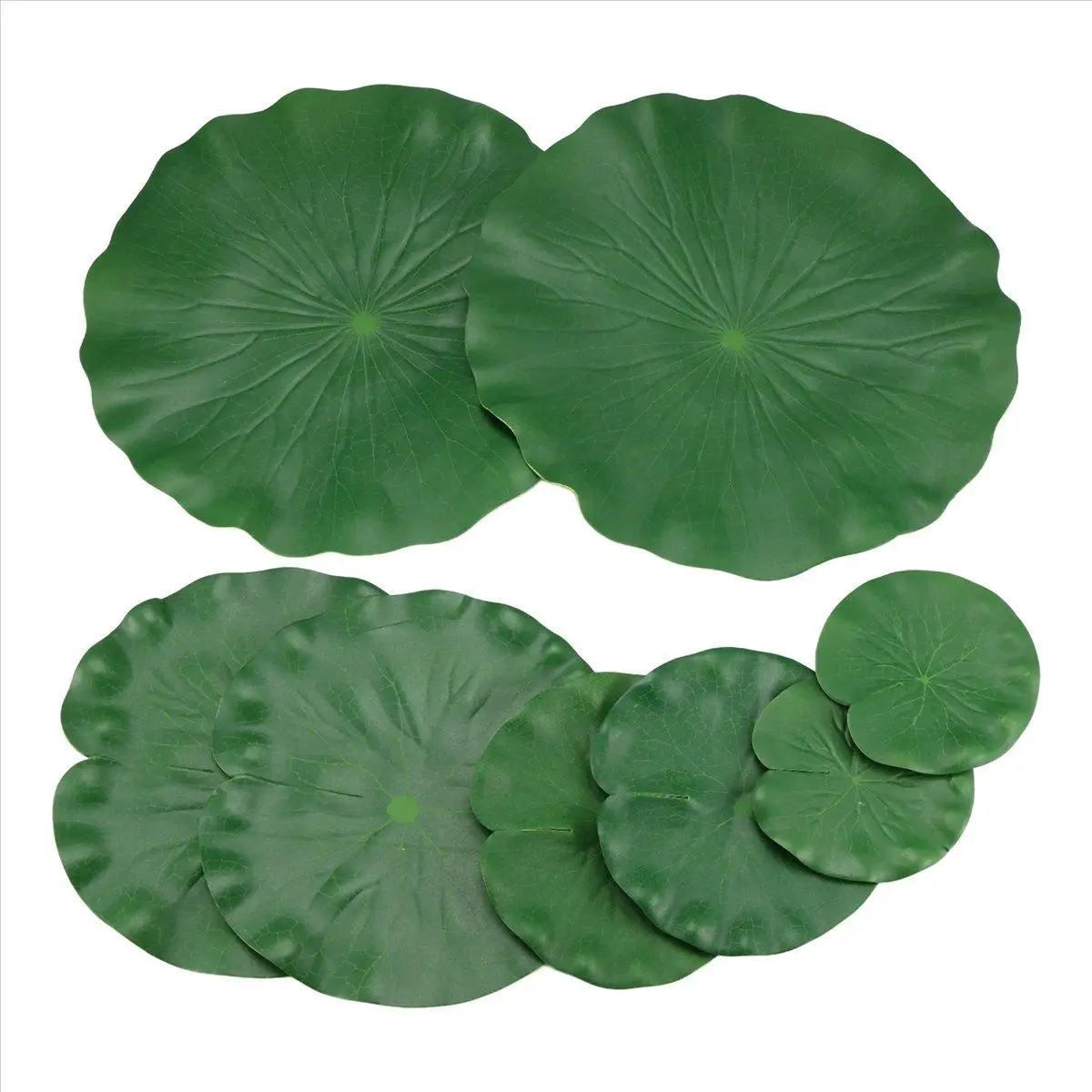 Artificial Floating Foam Lotus Leaves Decor for Pond Aquarium and Stage Realistic Lotus Foliage Green Plant for Fish Pool Decoration Pack Of 8, 4 Sizes (10, 15, 20, 28Cm)