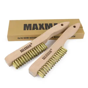 Brass Brush, Duty Brass Wire Brush Set 2Pcs, Brush, for Rust with 10" Curved Beechwood Handle