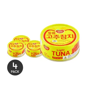 4Packs DONGWON Canned Light Tuna with Hot Pepper Sauce 5.29 oz/Pack