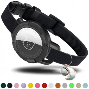 Waterproof AirTag Cat Collars, Stretchy Collar with Bell & Airtag Holder Case, Elastic GPS Tracking Collars for Cats Puppies