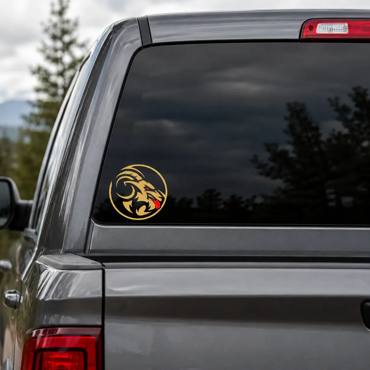 Naughty Goat Gold 4x4 Self-Adhesive Car Sticker - 2.5 Mil Thick DTF Film, Weatherproof Permanent Bond Decal for Car Exterior Upgrade, Sticker Deco, Automobile Decoration & Customization