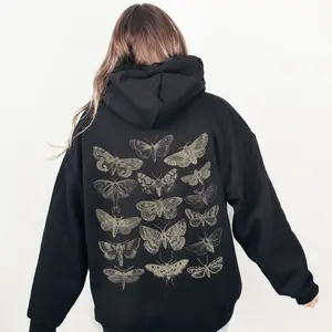 Moth Hoodie, Brown Hoodie, Cottagecore Hoodie, Luna Moth Hoodie, Witchy Hoodie, Moth Sweatshirt