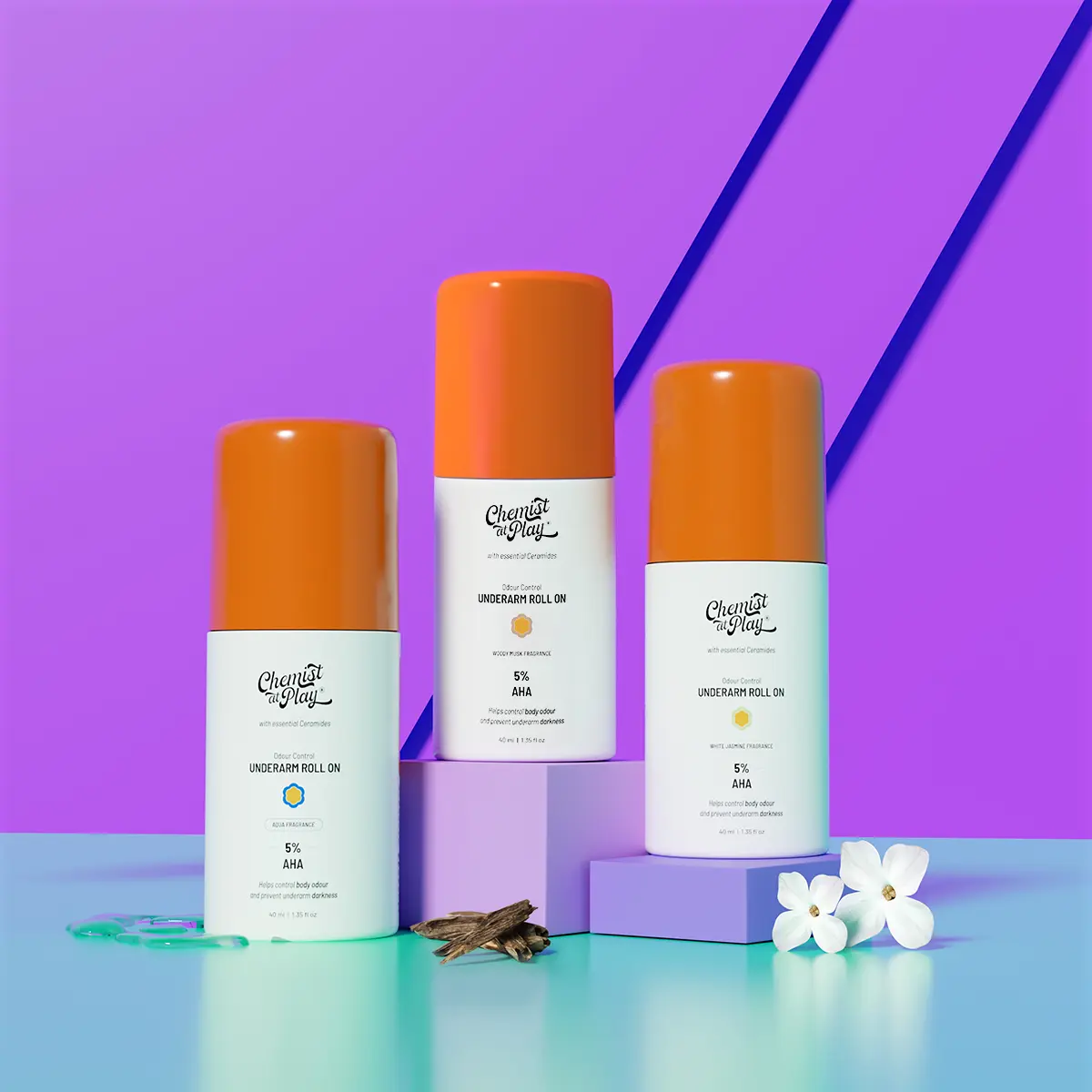 Fresh & Even Underarm Trio | Roll On for Odour Control & Pigmentation | Brighter & Fresher Underarms | 5% AHAs for Gentle Exfoliation